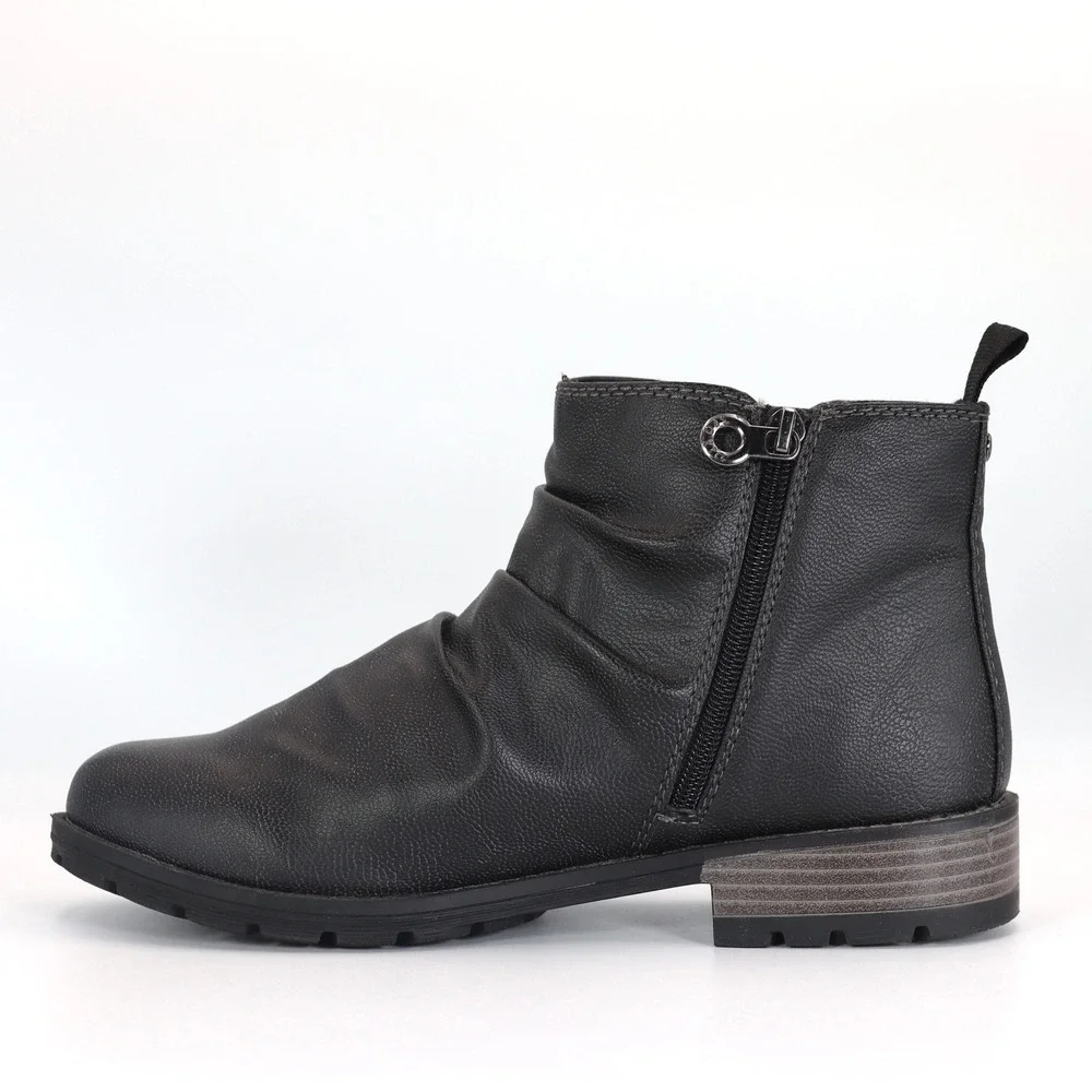 Sporto Misty Ankle Boots Womens 8.5M Black Ruched Faux Fur Lined Casual Booties